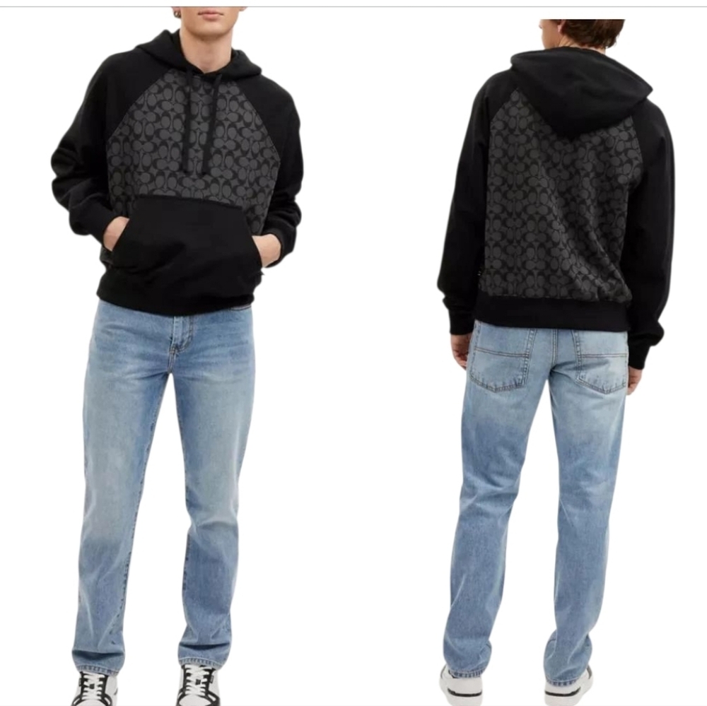 NWT Coach Black Signature Logo Cotton Hoodie Sz S - Picture 5 of 13